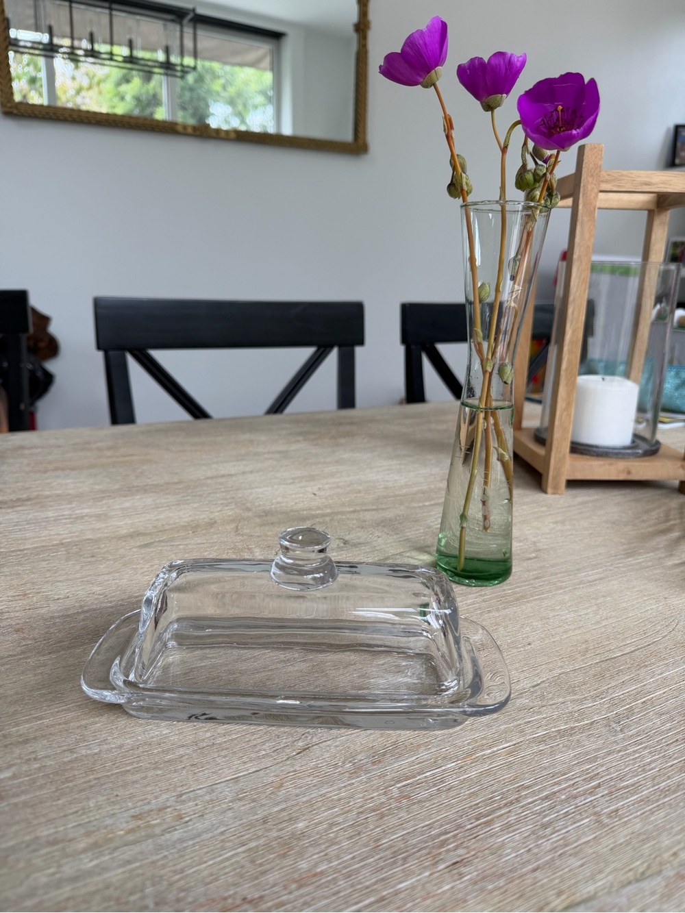 🌱Vintage Glass Butter Dish, Classic Knob and Design-Americana Whimsical Kitchen